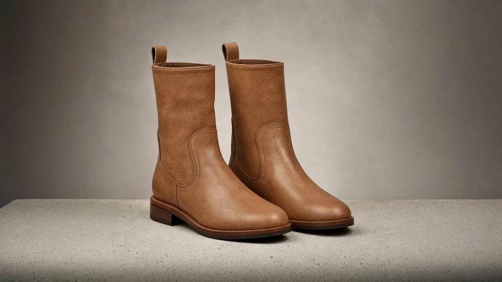 The same boots in a 16:9 frame, with more plinth and studio backdrop added on the left and right