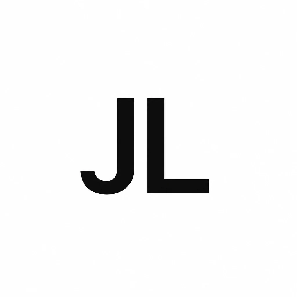 Monograma minimalista en blanco y negro que combina las iniciales J y L