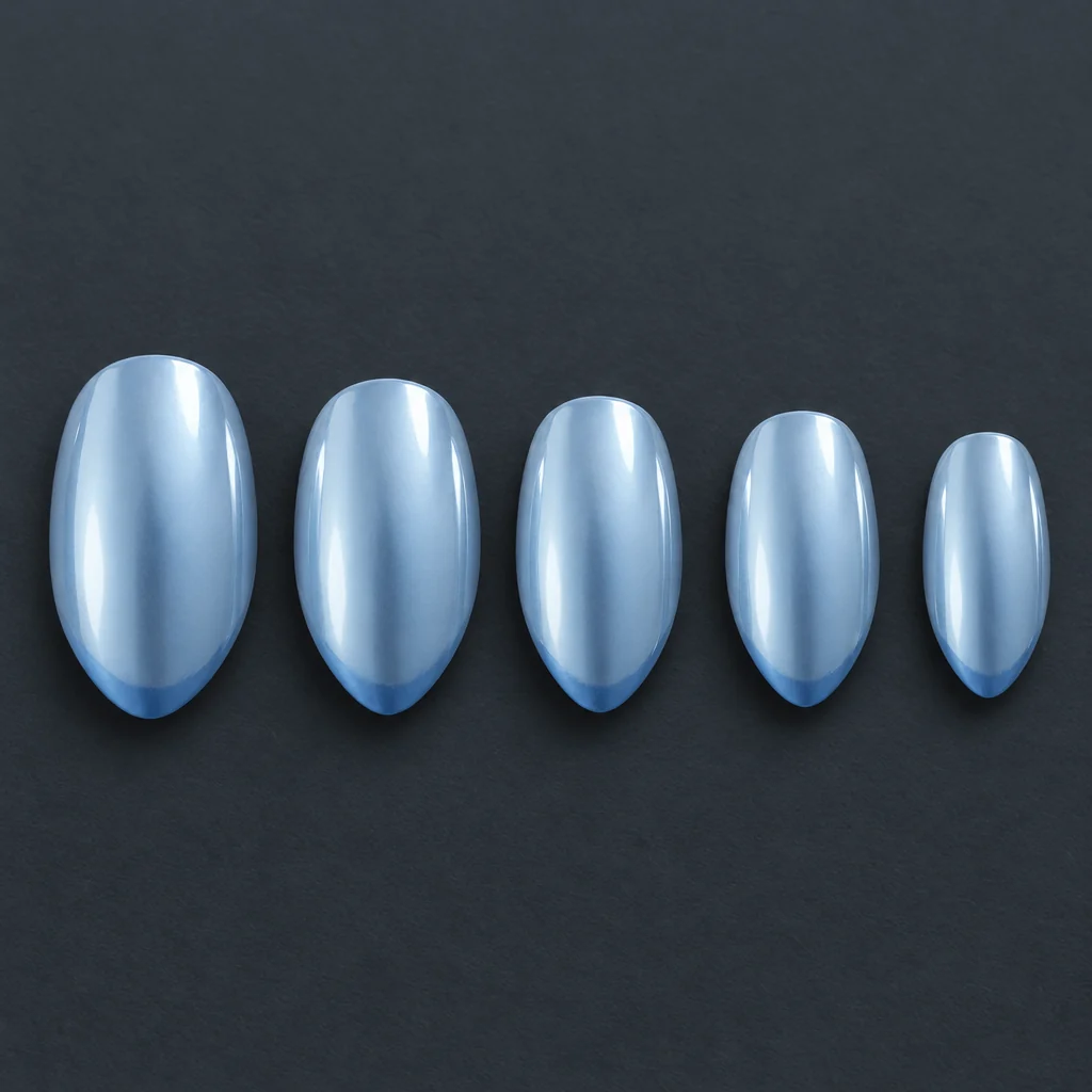 Tip azzurre cromate — Cinque tip separate disposte in fila