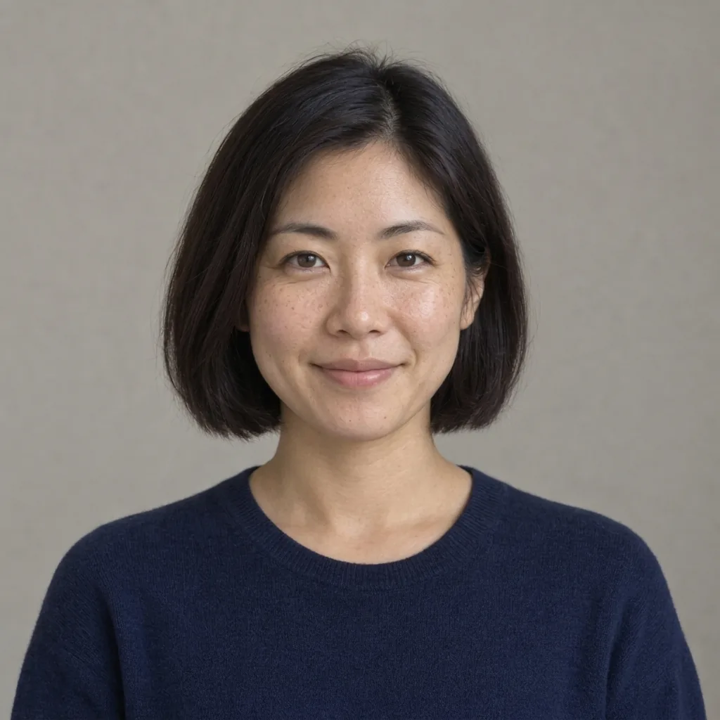Smile filter result showing the adult woman with a gentle closed-mouth smile