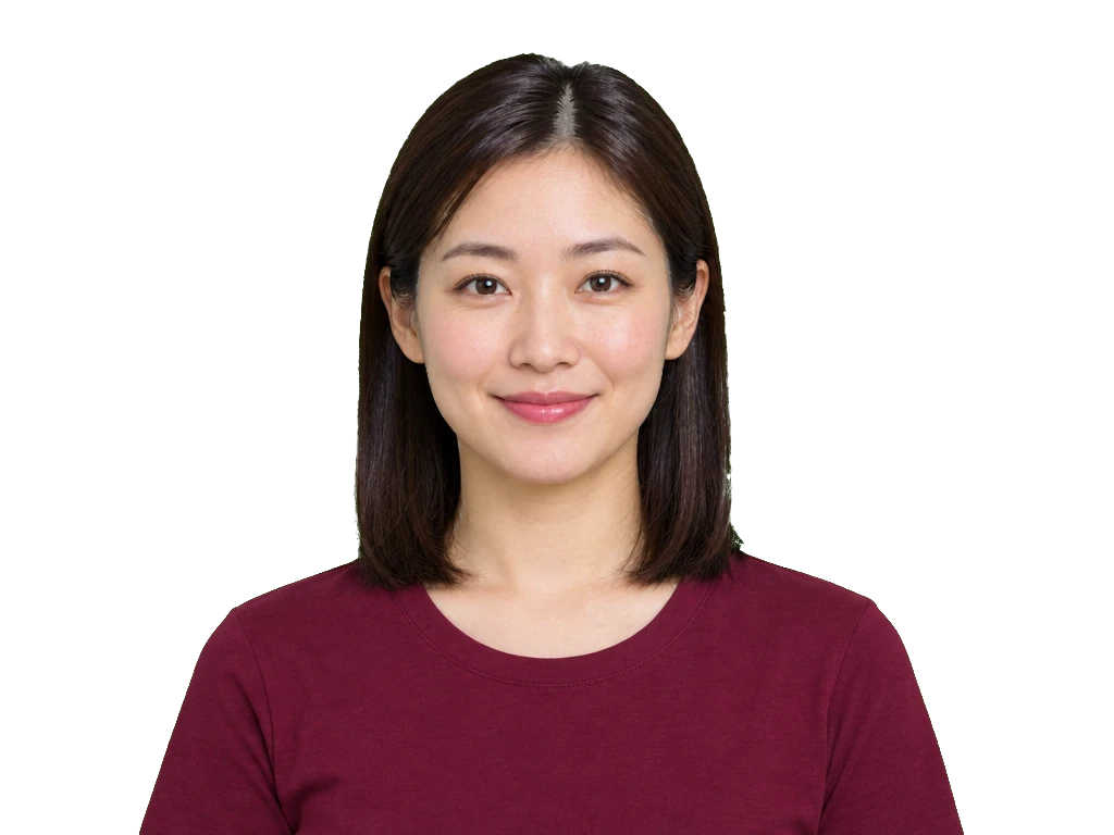 The same portrait with the green backdrop removed to transparency
